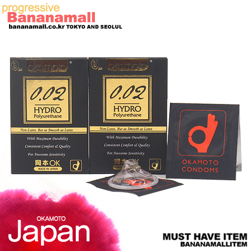 [일본 오카모토] 하이드로 폴리우레탄 0.02mm - 초박형 열전도 콘돔 2box(6p)