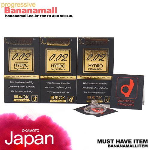 [일본 오카모토] 하이드로 폴리우레탄 0.02mm  초박형 열전도 콘돔 3box(18p)