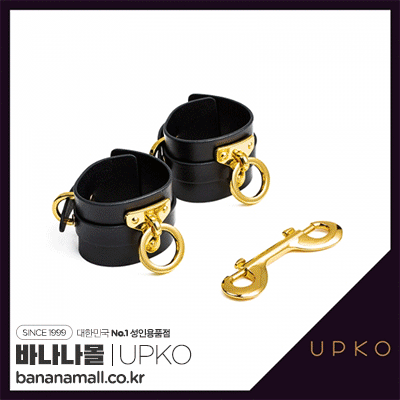 [SM 플레이] 레더 핸드커프 블랙(Leather Handcuffs Black) - 업코(6971126860158)(BDM)
