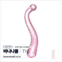 [유리 딜도] 핑크 스파인 커브 딜도 (Pink Spine Curve Dildo) - 터이글라스(TG-119) (TYG)