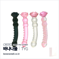 [유리 딜도] 로즈 스템 딜도 (Rose Stem Dildo) - 터이글라스(TG-165 BLK) (TYG)