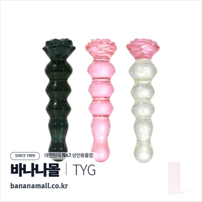 [유리 딜도] 로즈 버블 스컬프 딜도 (Rose Bubble Sculpt Dildo) - 터이글라스(TG-171 BLK) (TYG)