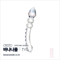 [유리 딜도] 블루 커브 비즈 글라스 딜도 (Blue Curve Beads Glass Dildo) - 터이글라스(TG-129) (TYG)